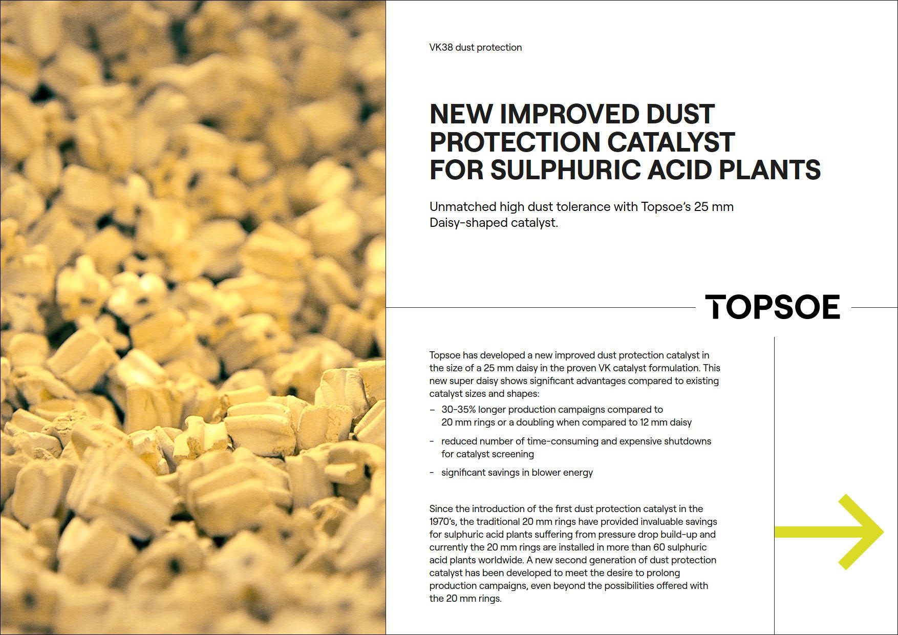 New improved dust protection catalyst for sulphuric acid plants