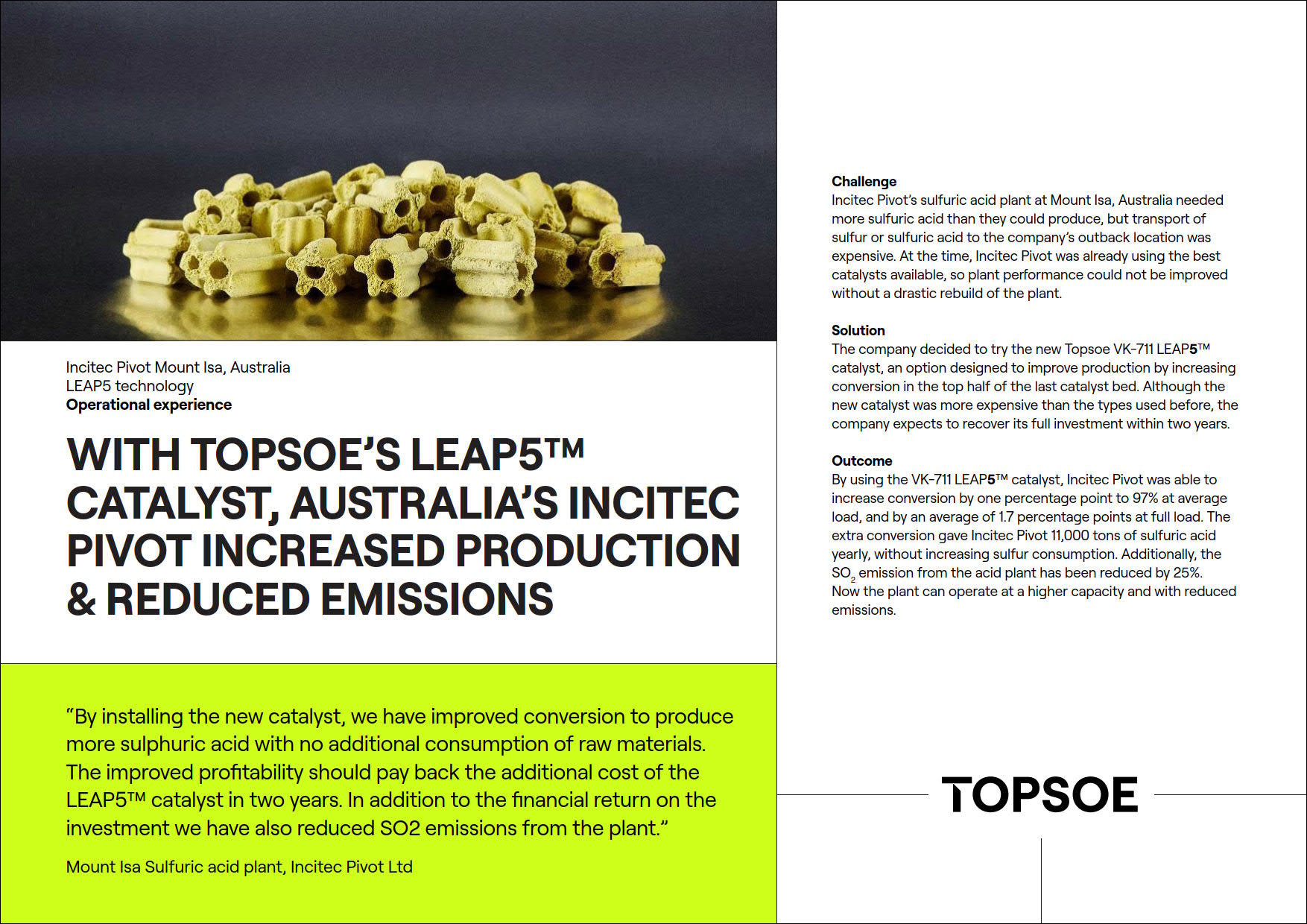 With Topsoe's Leap5™ catalyst, Australia's Incitec Pivot increased production & reduced emissions