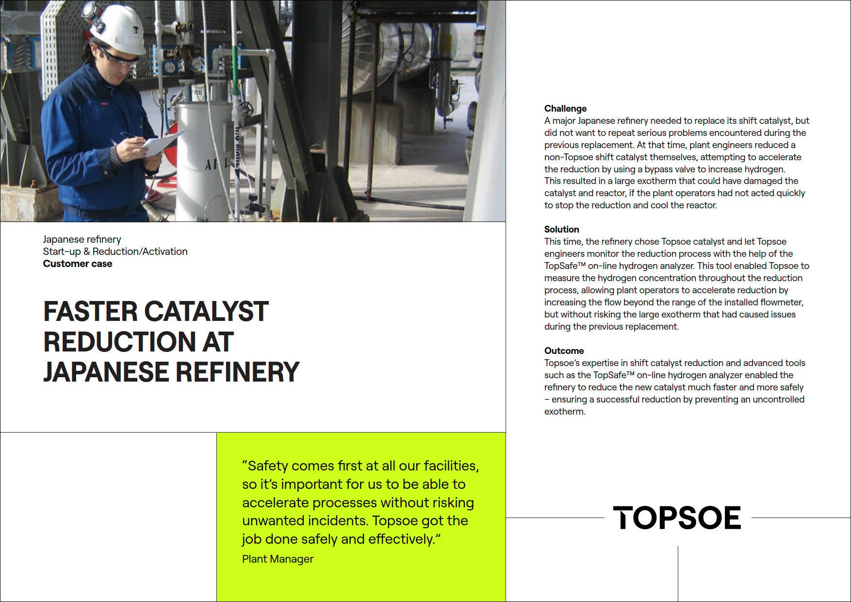 Faster catalyst reduction at Japanese refinery