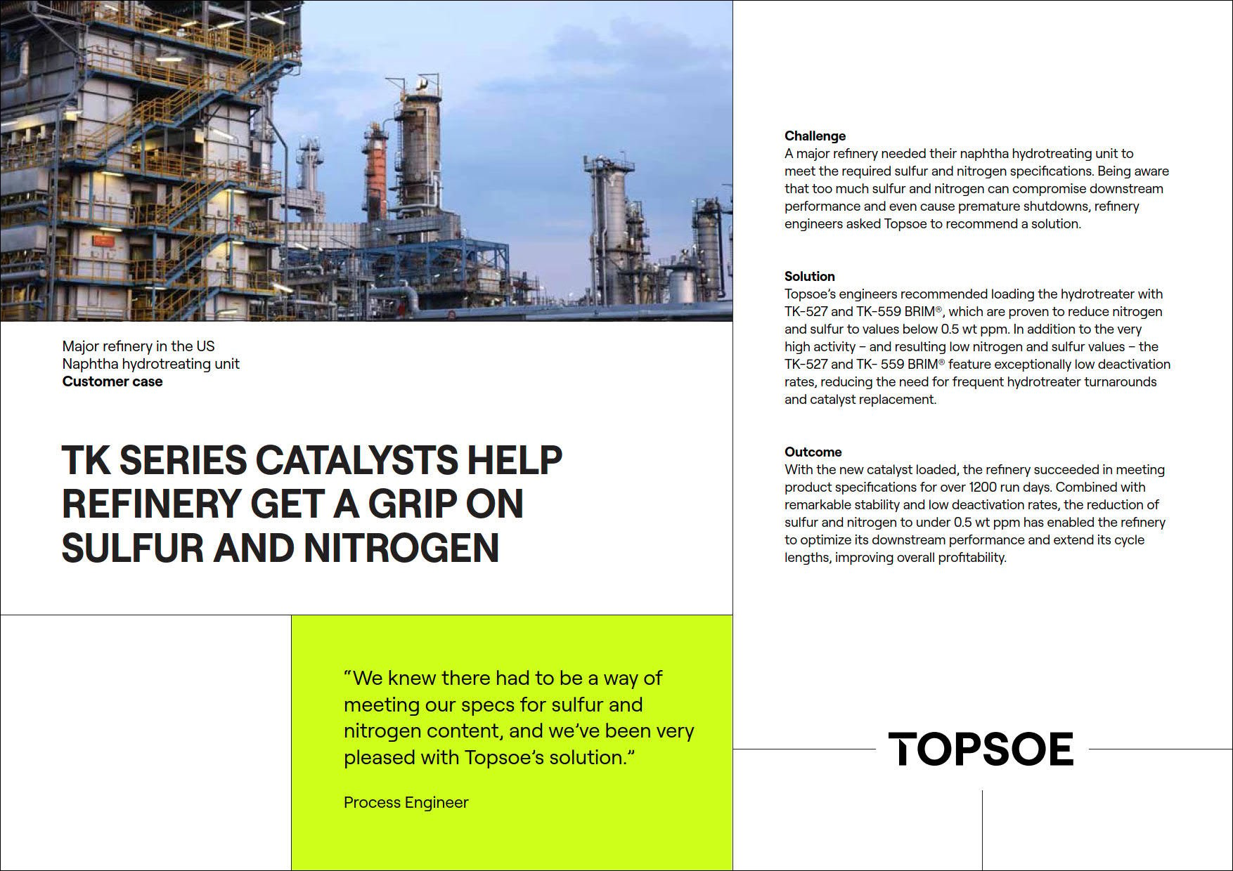 TK series catalysts help refinery get a grip on sulfur and nitrogen