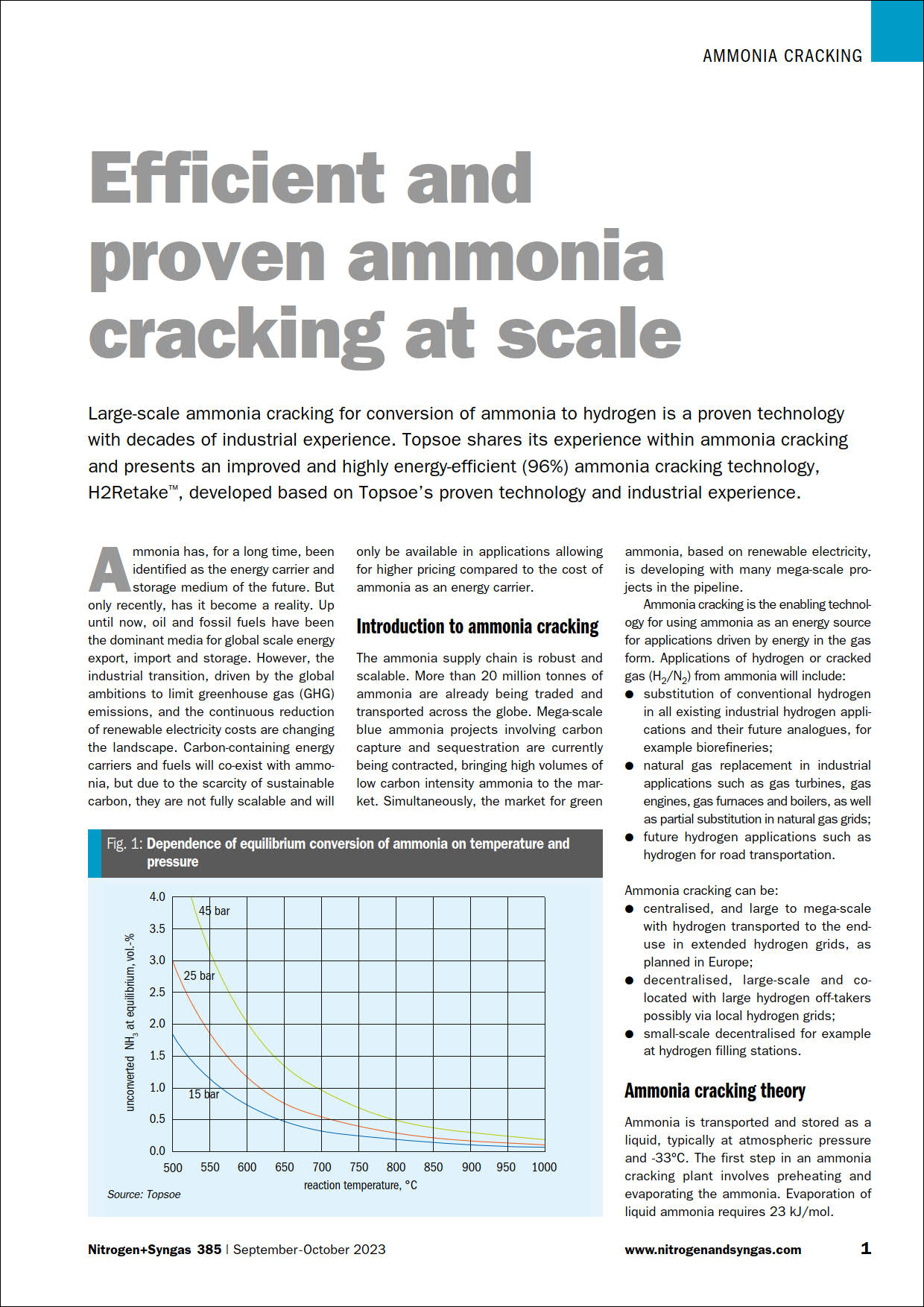 Efficient and proven ammonia cracking at scale